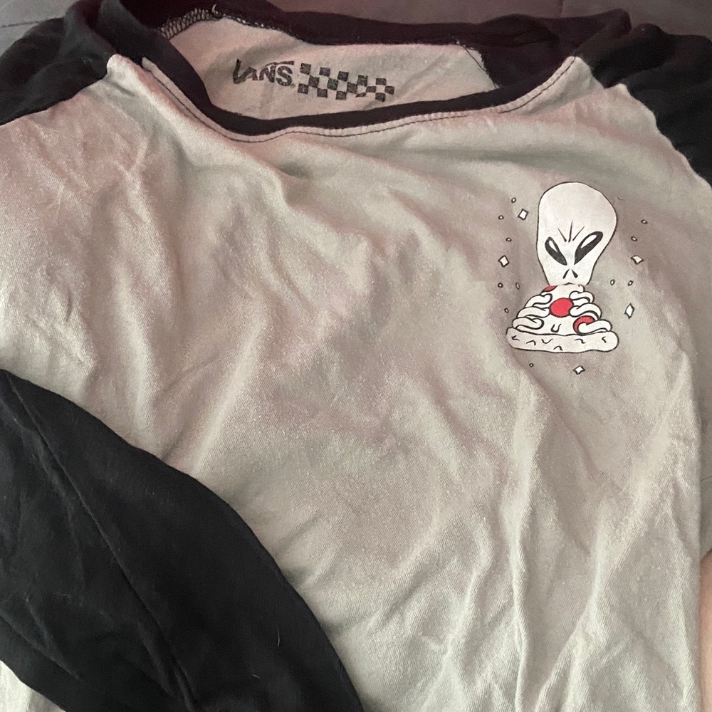Vans Kids White & Black Alien Graphic Long Sleeve Tee